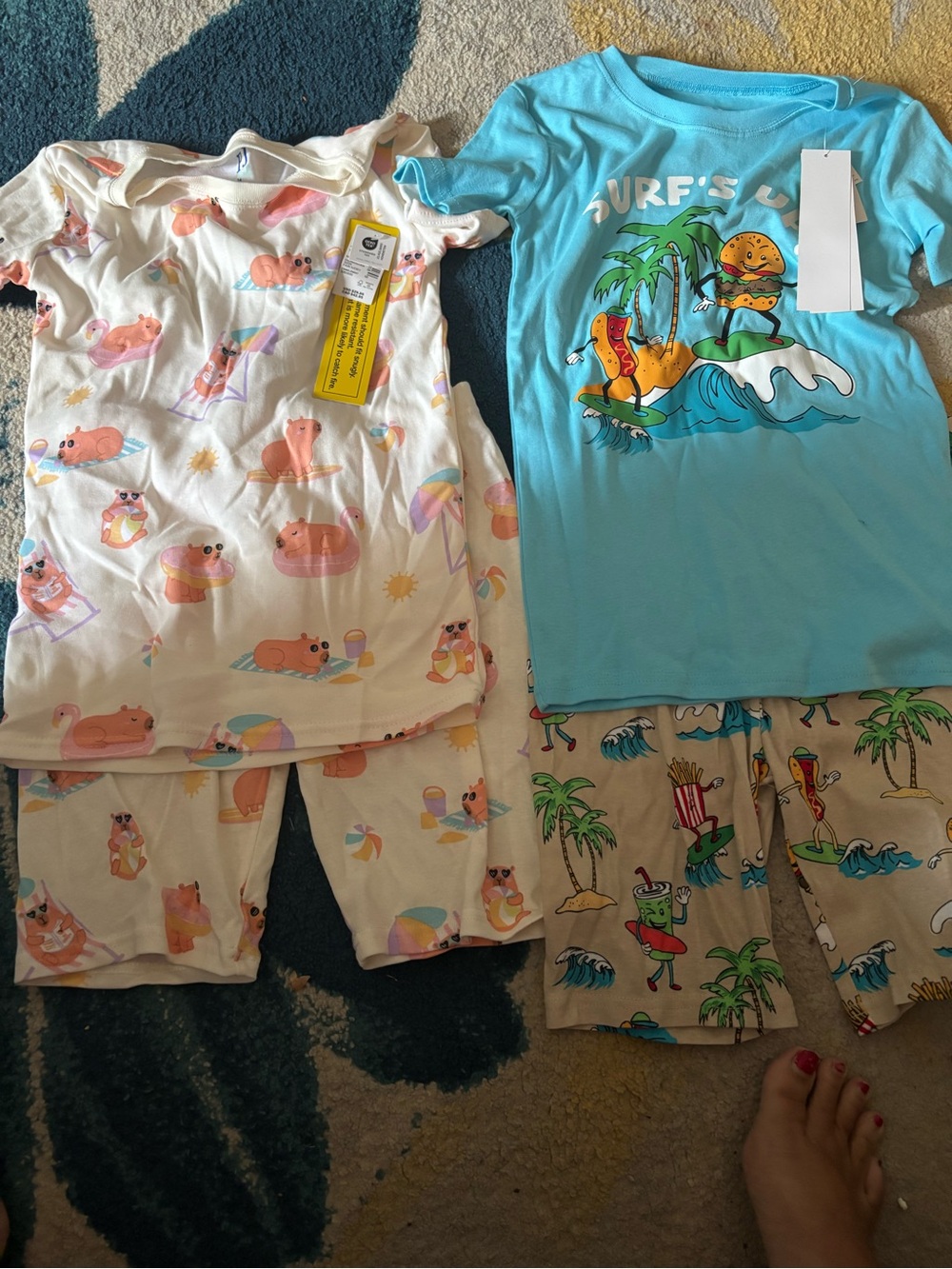 The Children's Place Blue Surf & Cream capybara Two-Piece Pajama Sets